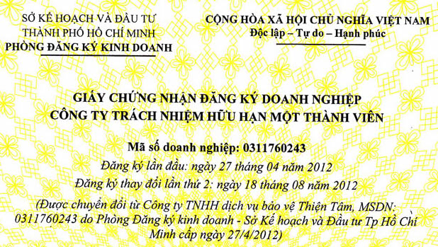 giấp phép TNHH