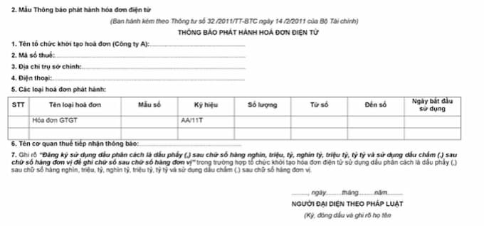 Thông báo phát hành hóa đơn điện tử 3 thông báo phát hành hoá đơn qua mạng
