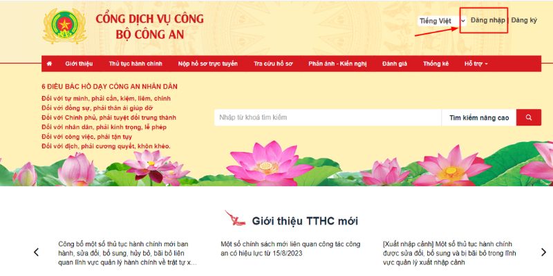 Dịch vụ làm hộ chiếu 6 dang nhap vao cong dich vu vong bo cong an