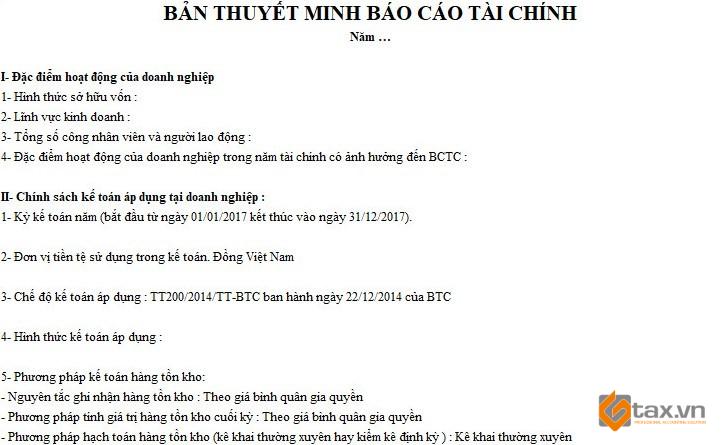 Hướng dẫn cách lập báo cáo tài chính cho người mới bắt đầu 4 Thuyết minh báo cáo tài chính